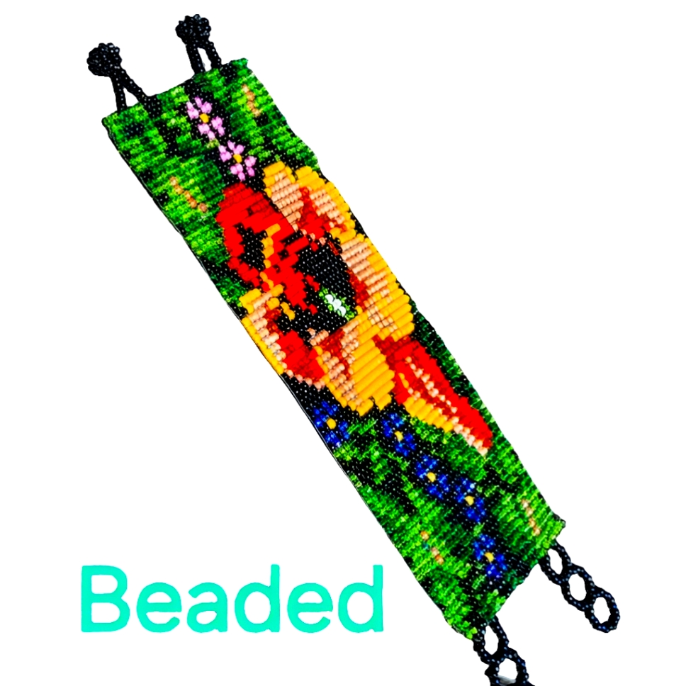 Handmade Beaded Bracelet Flower Floral Design Fashion Costume Jewelry 24$